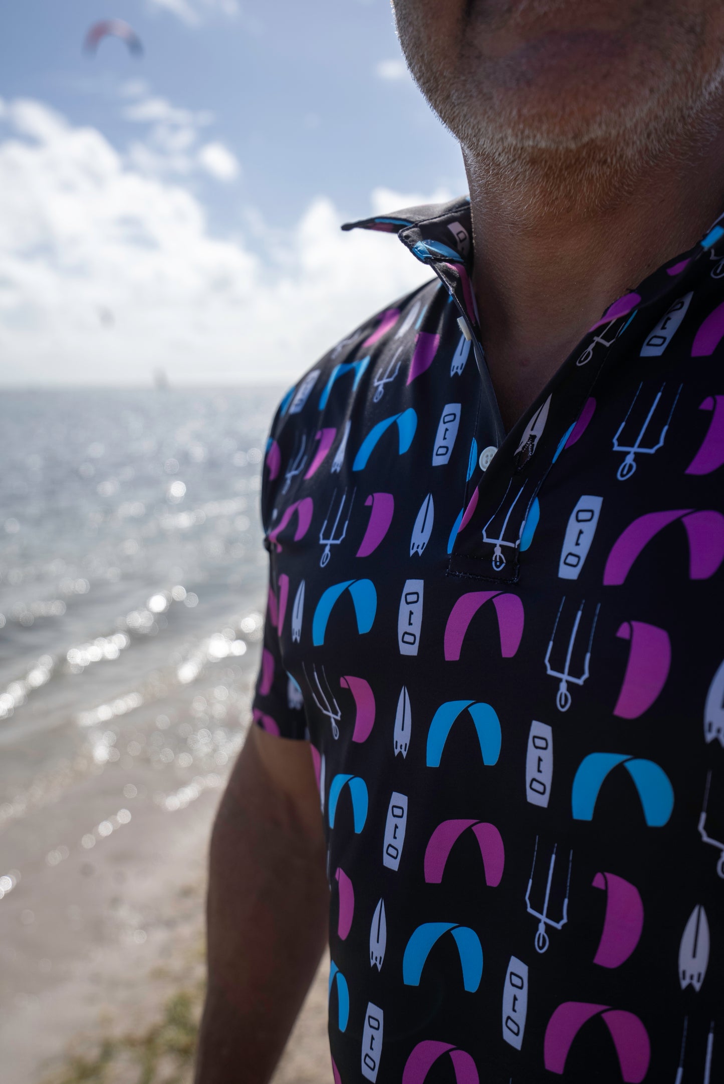 Kite Kulture Kiting Polo Shirt- Premium Kitesuring Apparel, Black
