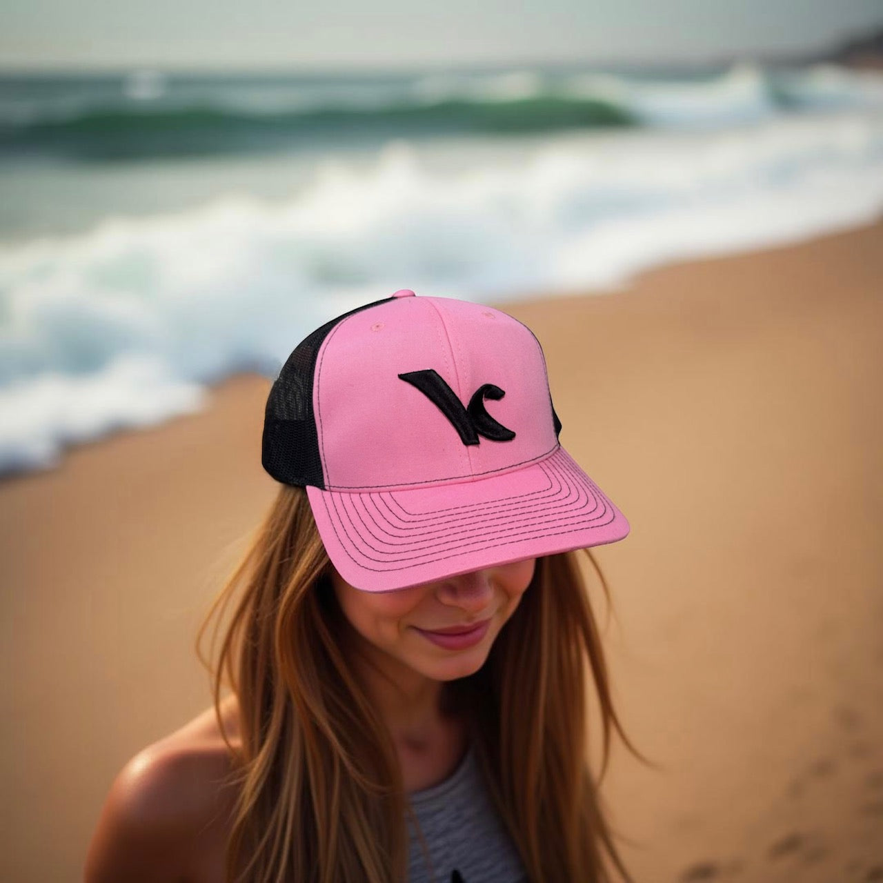 Kite Kulture Women’s Trucker Hat – Pink/Black Edition