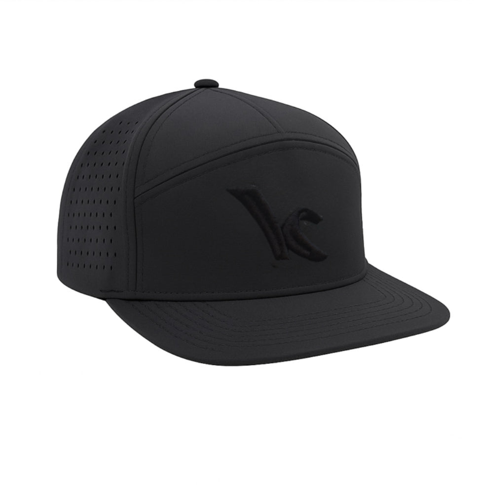 Kite Kulture Hydra-Style Flat Brim Hat – Black | Unisex Water-Resistant Performance Snapback