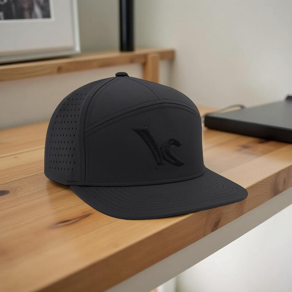 Kite Kulture Hydra-Style Flat Brim Hat – Black | Unisex Water-Resistant Performance Snapback