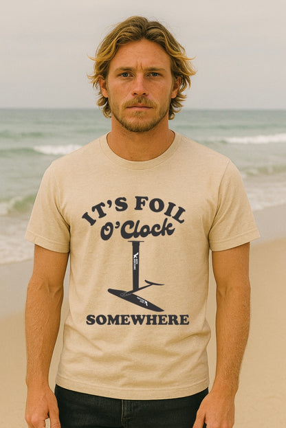 It’s Foil O’Clock Somewhere – Hydrofoil T-Shirt by Kite Kulture (XS–XXL, Multiple Colors)