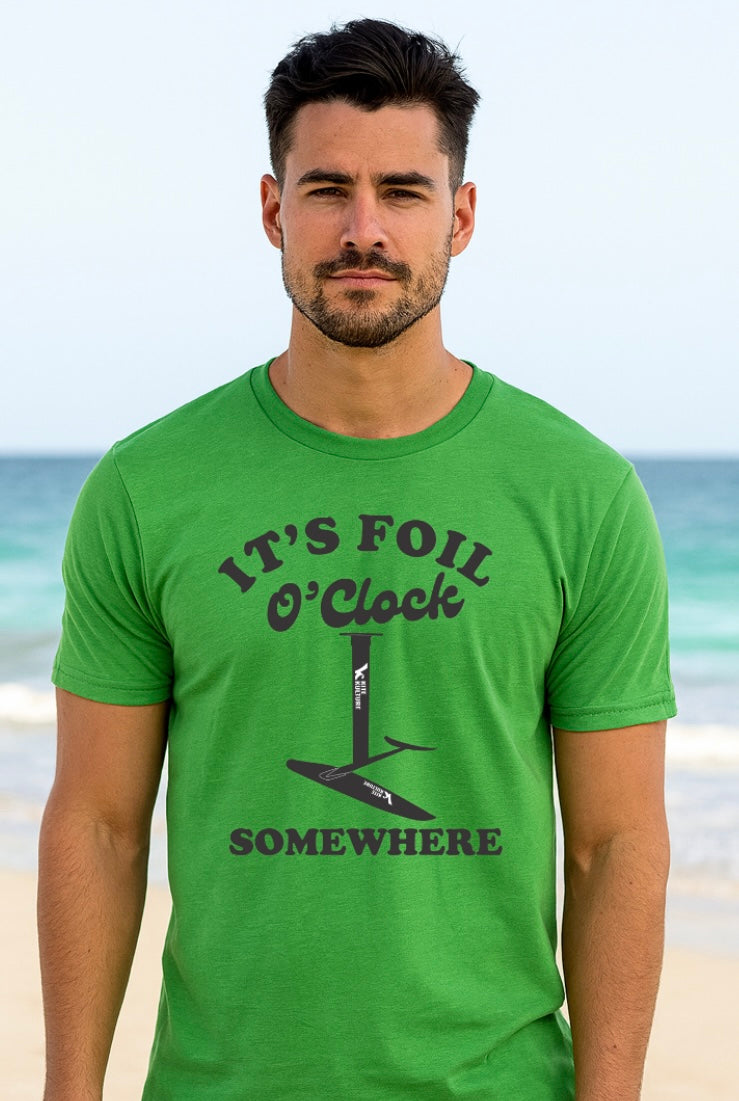 It’s Foil O’Clock Somewhere – Hydrofoil T-Shirt by Kite Kulture (XS–XXL, Multiple Colors)