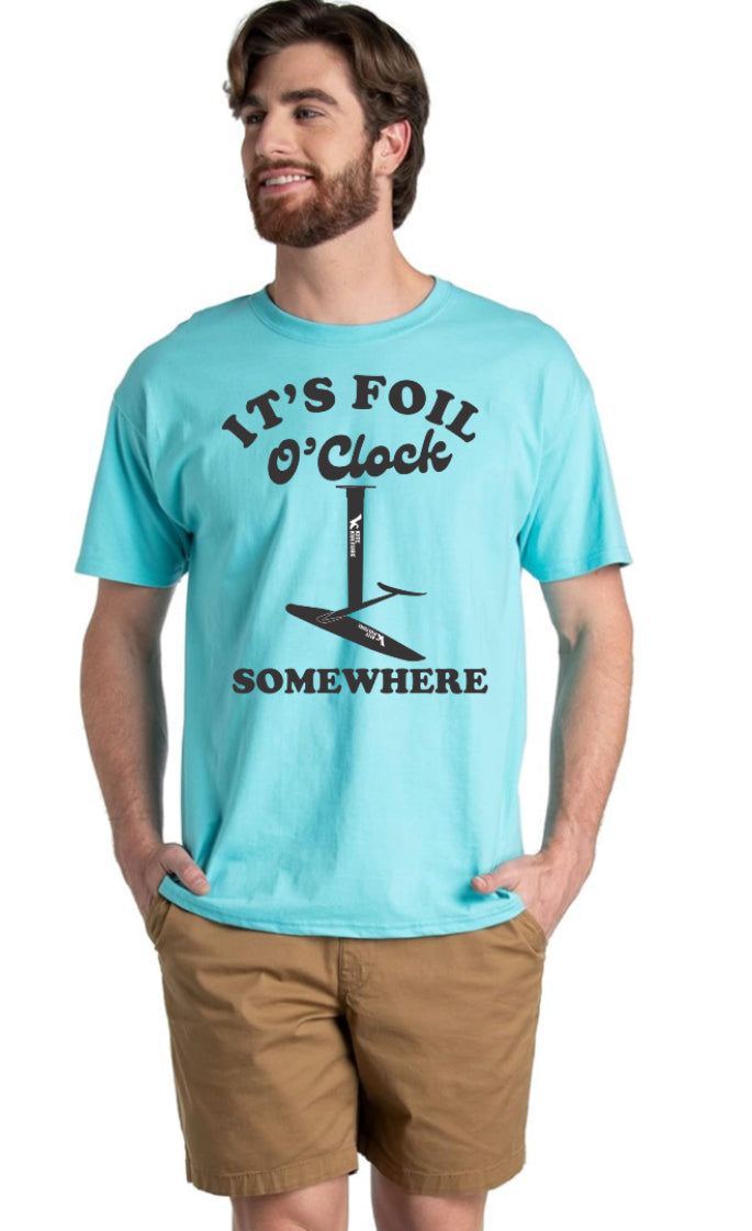 It’s Foil O’Clock Somewhere – Hydrofoil T-Shirt by Kite Kulture (XS–XXL, Multiple Colors)