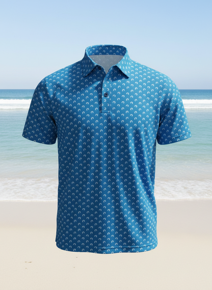 Kite Kulture Performance Polo – Stretch Dry-Fit Kitesurfing Shirt (Blue & Black)