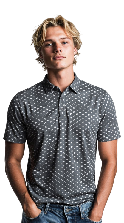 Kite Kulture Performance Polo – Stretch Dry-Fit Kitesurfing Shirt (Blue & Black)